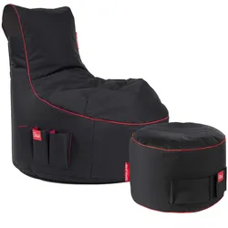 Gaming Sitzsack Bundle Classic - Fabric Crimson Thunder (Schwarz/Rot)