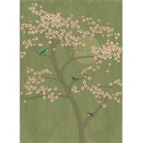Rasch Textil Rasch Tapeten 542110 aus der Kollektion Amazing-Fototapete in Salbei-Grün mit Kirschbaum und rosa Blumen-Vliestapete in Größe: 2,80 2,00 m (L x B) Tapete