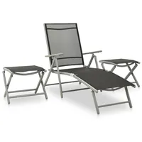 vidaXL 3-tlg. Garten-Lounge-Set Textilene und Aluminium Silbern