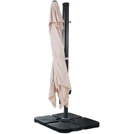 Mendler Gastronomie-Ampelschirm HWC-A96 300 x 300 cm Creme inkl. Ständer schwenkbar und drehbar