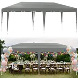 Suusolny Pavillon Höhenverstellbar 3x6m Pop-Up Faltpavillon Wasserdicht Partyzelt Gartenzelt mit Tragetasche Stabil Festzelt Gartenpavillon Für den Außeneinsatz Geeignet - ohne Seitenwände - Grau