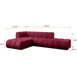 altdecor Ecksofa modulares Sofa Zuvon-L1 - 296x177x70 cm Bordeauxrot