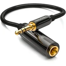 deleyCON Audio Klinken Adapter Kabel 3,5mm Stecker - 6,3mm Buchse 0,2m (keine MPNR)
