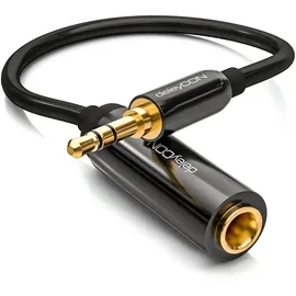 deleyCON Audio Klinken Adapter Kabel 3,5mm Stecker - 6,3mm Buchse 0,2m (keine MPNR)