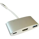 LC-POWER HUB-C-MULTI-4 1xUSB3.0+HDMI+Ladeanschluss Typ C silber