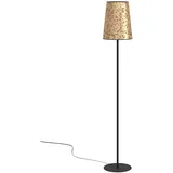 Stehlampe mit Rosenblüten Standleuchte aus Metall in Schwarz und Papier in Gold