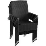 Juskys Yoro Polyrattan Gartenstuhl Schwarz 6 St.