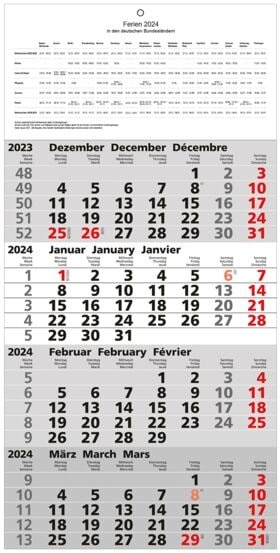 4-Monats-Wandkalender »2024« schwarz, OTTO Office, 30x60 cm