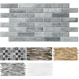 MDEKOR 3D Wandpaneel PVC Wandverkleidung 48,5x96 cm für Küche, Bad & mehr, (2-tlg) Model 0009, 2 Stück = 0,94 m2 grau