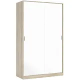 Dmora Garderobe Waterbury, Schlafzimmer Kleiderschrank mit 2 Schiebetüren, Schrank mit 3 Einlegeböden und Kleiderstange, 120x50h200 cm, Eiche und Weiß Honigeiche, Holzwerkstoff, 50x200x120 Kleiderschränke, Schwebetürenschränke