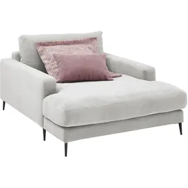 KAWOLA Relaxsessel CARA Feincord 75 x 90 x 200 cm Silber mit Kissen