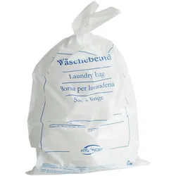 Wäschebeutel Classic einweg 54x38 cm Weiss mit blauem Aufdruck 100 Stück