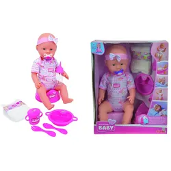 SIMBA 105039005 – New Born Baby Babypuppe, 43 cm, rosa, mit Trink- und Nässfunktion
