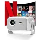 【Offiziell Lizenziertes Netflix & Autofokus】 Mini-Projektor mit WLAN und Bluetooth, 270°-Drehung, geflochtenem Stoffbezug, Outetrails Native 1080P Beamer mit integriertem Lautsprecher, 600 ANSI