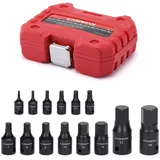 CASOMAN Impact Hex Bit Socket Set, 14-Piece Set, 1/4", 3/8" and 1/2"Drive, Metric, Cr-Mo, 2.5mm to 19mm