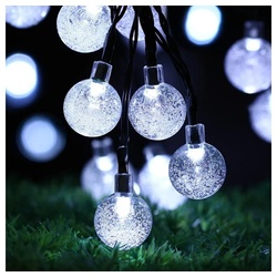 Rosnek LED-Lichterkette 5/9,5M,Solar,Wasserdichte,für Patio Garten Party Weihnachten, Seifenblasen-Kristallkugel weiß 9.5 m