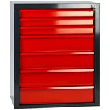 PROREGAL Schubladenschrank Kobra mit 7 Schubladen | HxBxT 90x70x43,5cm | Anthrazitgrau/Rot