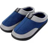 GURGER Herren Hausschuhe Memory Foam Rutschfeste Hüttenschuhe Winter Pantoffeln Warm Plüsch Gefüttert für Männer Drinnen und Draußen Blau Größe 48 49 - 48/49 EU