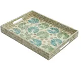 MARELIDA Tablett Dekotablett mediterran Perlmutt-Schimmer Keramik Serviertablett Blumen