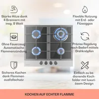 Alchemist 4 Zonen Gaskochfeld Aluminium-Brenner Glaskeramik schwarz