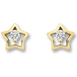 Paar Ohrhänger ONE ELEMENT "Zirkonia Stern Ohrringe Ohrstecker aus 333 Gelbgold", gold, Ohrringe, Damen, Kinder, Gelbgold 333, Damen Gold Schmuck Stern