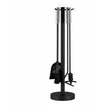 Relaxdays Kaminbesteck modern Edelstahl, Stahl, Gusseisen 0,57 m 4-teilig Schwarz