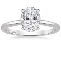 ROUGEMONT Verlobungsring Strahlender Moissanit Damen Ring Verlobung Geschenk 18K Gold, Echtschmuck silberfarben 7