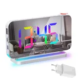 Lancoon Digitale Projektionsuhr mit RGB LED Display Elektronischer Wecker mit 7 Farben Stimmungslicht für Heim-Dekor Stecker Inklusive