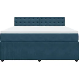vidaXL Boxspringbett mit Matratze Blau 180x200 cm Samt
