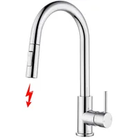 Tohlar Niederdruck Armatur Küche mit Ausziehbare Brause, Niederdruck Wasserhahn Küche 360° Drehbar Moderner Niederdruck Spültischbatterie Kaltem und Heißem Wasser Vorhanden, Chrom