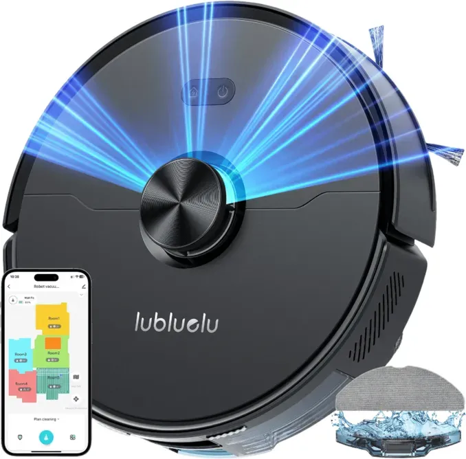 Lubluelu L15 Ultra 3-in-1 Saug- und Wischroboter, 4000 Pa starke Saugkraft, Laser-Navigation, 5-stufige Kartierung, 55 dB leise, App-Steuerung, ideal für Tierhaare, Teppiche und Hartböden