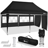 tillvex Partyzelt tillvex® Pavillon 3x6m Wasserdicht Gartenzelt Faltpavillon Partyzelt, (Pavillon 3x6m wasserdicht), Partyzelt mit Tasche für Garten schwarz