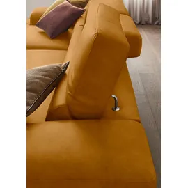 W.Schillig Ecksofa "Piedroo, Designsofa mit tollem Sitzkomfort, elegant und bequem, L-Form", gelb (brandy s37), B:303cm H:70cm T:193cm, Stoff S37 (100% Polyester): Luxus-Microfaser in Lederoptik, Sofas, Ecksofa, Kopfteilverstellung, wahlweise mit