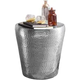 KADIMA DESIGN Hammerschlag-Dekotisch Ø 41 x 41 cm Silber