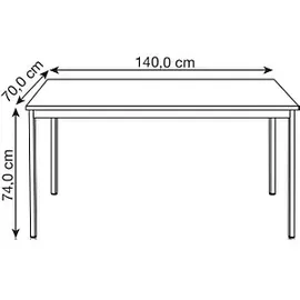 Sodematub Mehrzwecktisch buche, schwarz rechteckig, Vierkantrohr schwarz, 140,0 x 70,0 x 74,0 cm