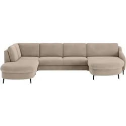 Wohnlandschaft SIT & MORE "Soul U-Form", beige, B:372cm H:90cm T:239cm, 100% Polyester, Sofas, wahlweise mit Bett und Bettkasten