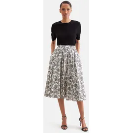 Seidensticker Midirock Damen Floral Schwarz/Weiß 40