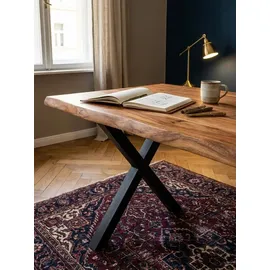 KADIMA DESIGN Schreibtisch Akazie Goldbraun-Schwarz