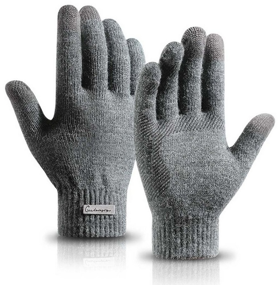 FIDDY Trikot-Handschuhe Strickhandschuhe für Wärme und rutschfeste Funktion Kann direkt über ein Smartphone gesteuert werden, modisch grau L