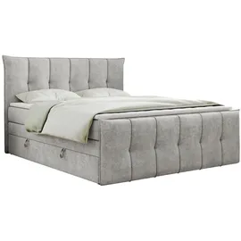 MKS Boxspringbett, PREMIUM 11 King 160/200 Hellgrau Struktur - H4,