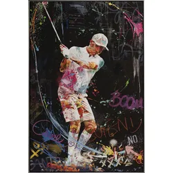 Gemälde STREET GOLF BOOM - schwarz - BHT 90x129x5.60 cm