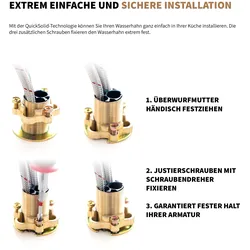 Rosenhahn & Söhne Poel M Design Badarmatur Wasserhahn Badezimmer - Armatur Bad [Chrom] - Heiß + Kalt Waschtischarmatur + Anschlussschläuche