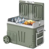 33 Liter Kompressor Kühlbox Elektrische Kühlbox Mit Led Rolle Kühlfunktion Leise Gefrierbox Thermobox Mini Kühlschrank 12/230 Volt Für Auto Steckdose Lkw Camping Boot Grün