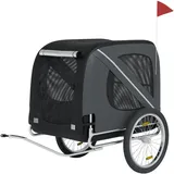 HAGO® Hundeanhänger Fahrrad Buggy Transportbox klappbar Stahl 40kg Schwarz Grau