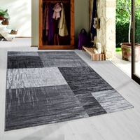 SIMPEX Kurzflor Teppich, Abstrakt Kariert Design, Teppich Schwarz, 160 x 230 cm, Teppich modernen Stil, Teppich Wohnzimmer