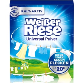 Weißer Riese Universal Pulver (90 Waschladungen), Vollwaschmittel riesig stark gegen Flecken, Kalt-Aktiv schon ab 20° C, ergiebiges Waschpulver, ideal für Familien mit Kindern