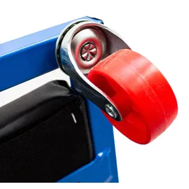 BITUXX Werkstatthocker Stahl/Vinyl blau/rot mit 6 Universalrädern
