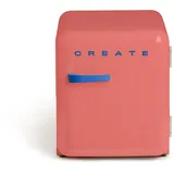 CREATE / RETRO FRIDGE 50 COBALT/Kühlschrank in Terrakotta, Griff Kobaltblau / 85W, Minibar, eine Regalfläche, Retro-Design, 50cm, zwei Ablagen, 48L Fassungsvermögen, energiesparend, 50x44x49,8cm