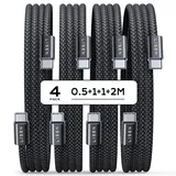 LISEN 60W USB C Kabel, [4er Pack, 0,5M 1M 1M 2M] USB C auf USB C Kabel Set, PD 3.0 Schnellladekabel USB C für iPhone 17 Pro Max Zubehör,iPhone 16 15,Switch,Samsung Galaxy S25,Pixel,MacBook,iPad,Xiaomi