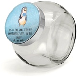 Mr. & Mrs. Panda Vorratsglas XL 2000ml Pinguin Lolli - Eisblau - Geschenk, Rebell, Küchenbehälter, Premium Glas, (1-tlg) blau